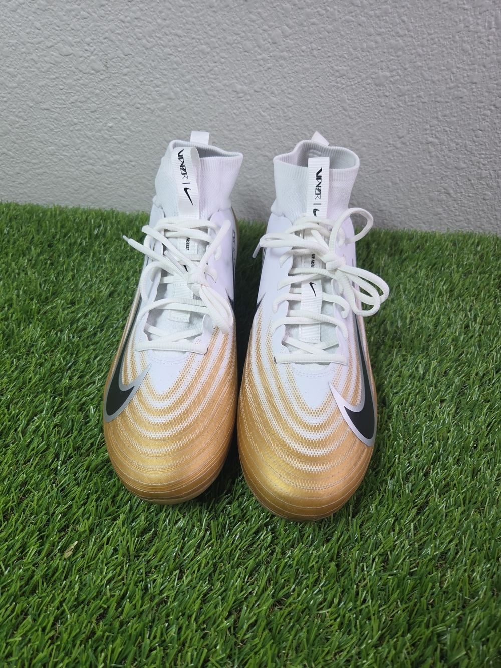 NIKE ZOOM AIR VAPOR PRO 1 WHITE METALLIC GOLD CLEATS FB3298-103 Size 11.5 - Picture 6 of 9